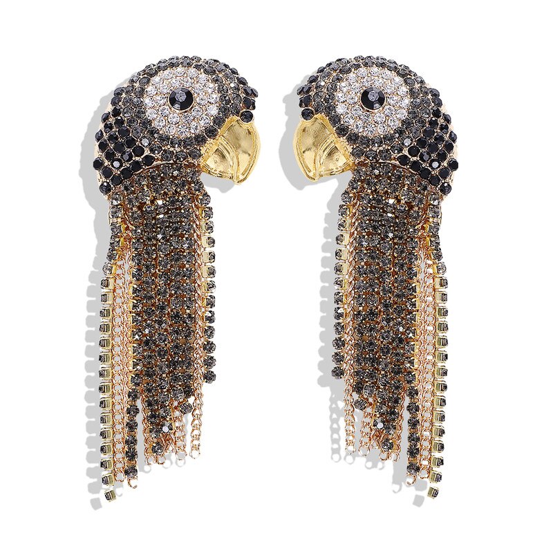 Dvacaman Schichten Kristall Vogel Ohrringe Papagei Strass Boho groß Baumeln ErkläSprosse Ohrringe für Frauen Hochzeit max Schmuck: 7