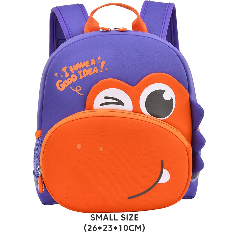 GREATOP-Mochila con dibujos de dinosaurios en 3D para niños y niñas, morral escolar para niños pequeños de 2 a 5 años: Purple-small