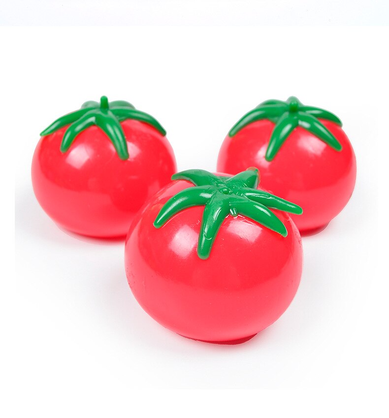 1pc hjerne tomatæg form gummi antistress reliever klemmer bold sjovt legetøj blødt klæbrig relief nyhed simulation squishy: Tomat