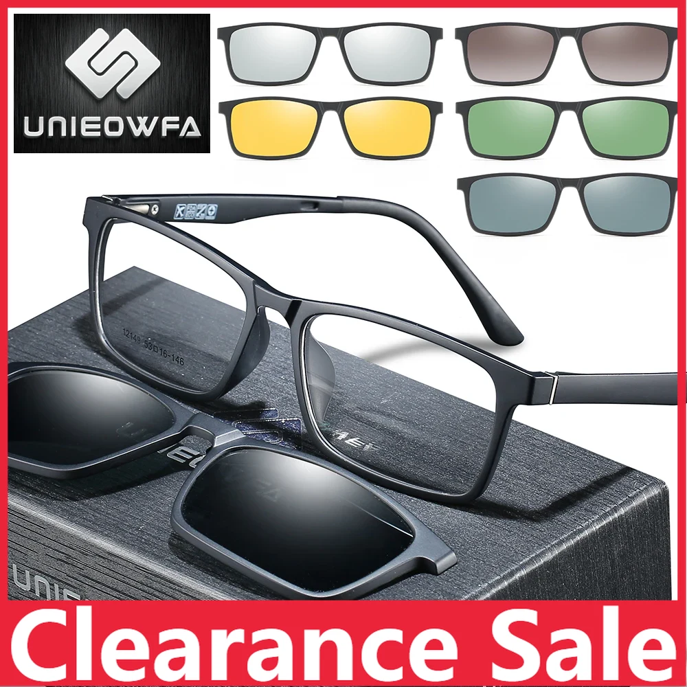 Montura de gafas con Clip magnético para hombre y mujer, lentes ópticas graduadas, montura para miopía, Clip magnético polarizado, UV400