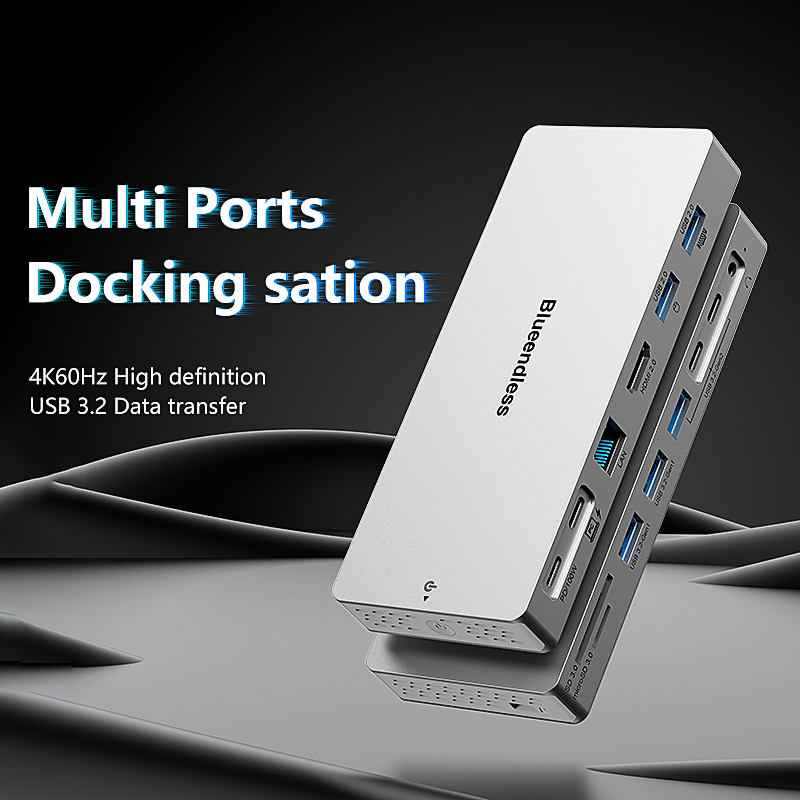 Usb-c dockningsstation för bärbar dator 14 -i- 1 hdmi 2.0 usb 3.2 rj45 pd 4k 60hz hubb för macbook hp dell surface lenovo