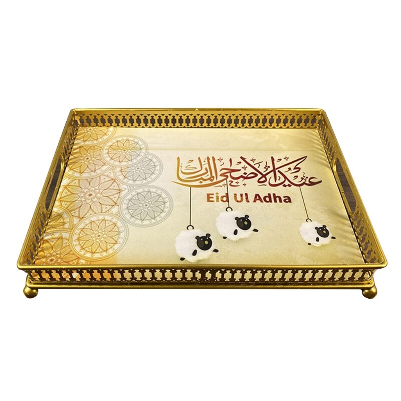 Rechthoek Moslim Mubarak Eid Ijzer Dessert Diner Plaat Lade Bakken Gebak Opslag Brood Brood Pan Ramadan Feestartikelen: S 2A