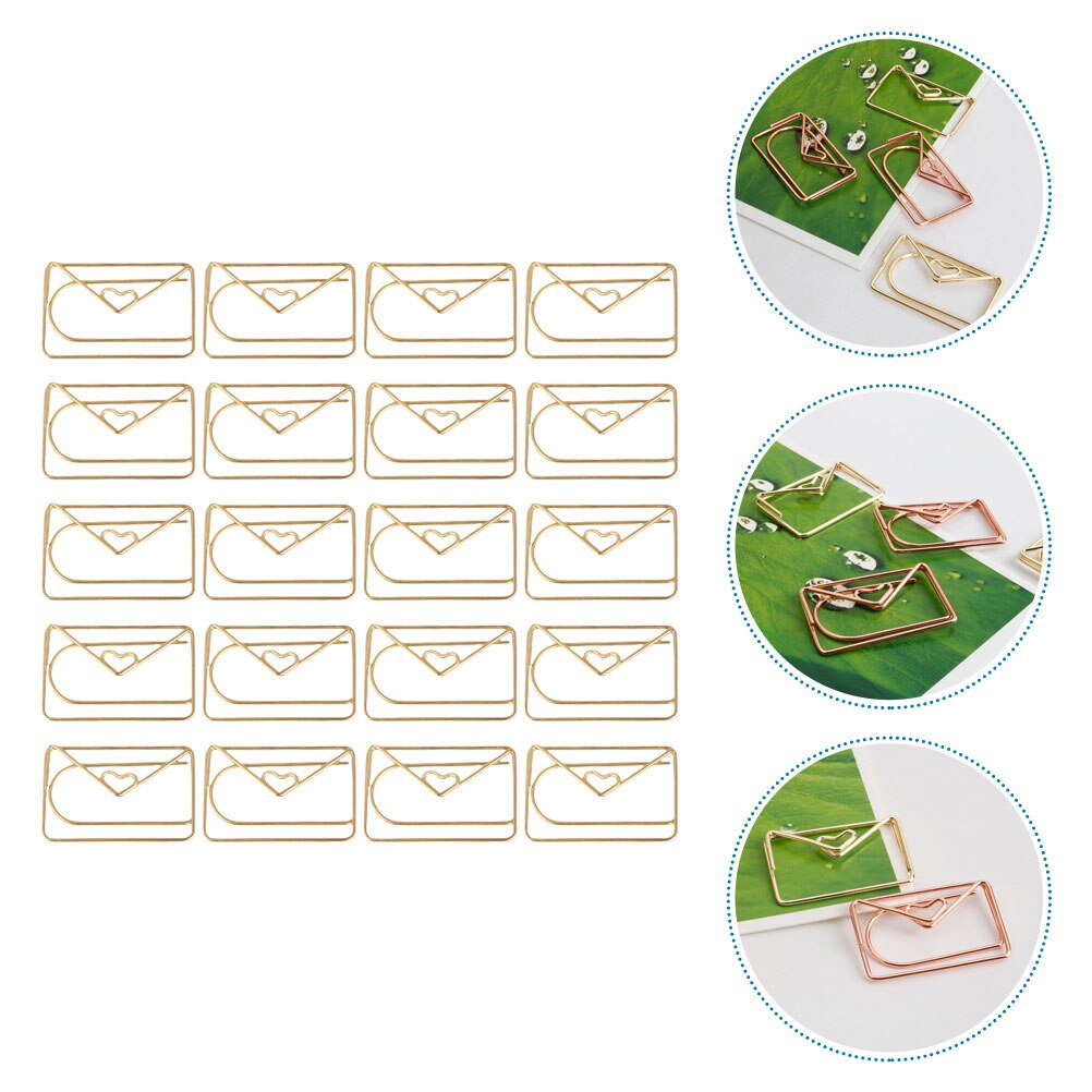 20Pcs Clip Delicate Office Paperclips Paper Clips Office Accessory Envelope Paperclips for Home Paper File Office