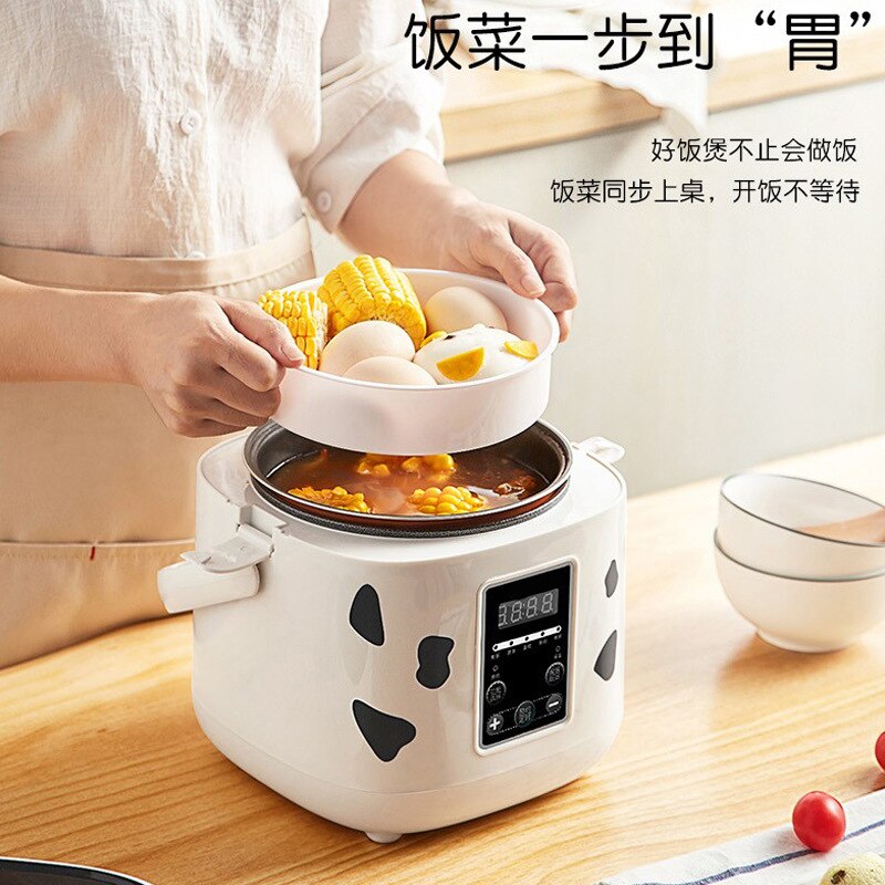 Multifunksjon 2l mini riskoker 220v 400w smarthus kjøkken elektrisk matte dampkoker 24h avtale til 1-3 personer: A2 / Oss