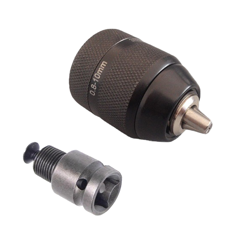 Metal Keyless 0.8-10mm 3-Jaw 3/8-24UNF Drill Chuck Quick Change Adapter SDS-Plus Shank 1/4" Hex Square Fit Hammer Drill: Chuck Adapter