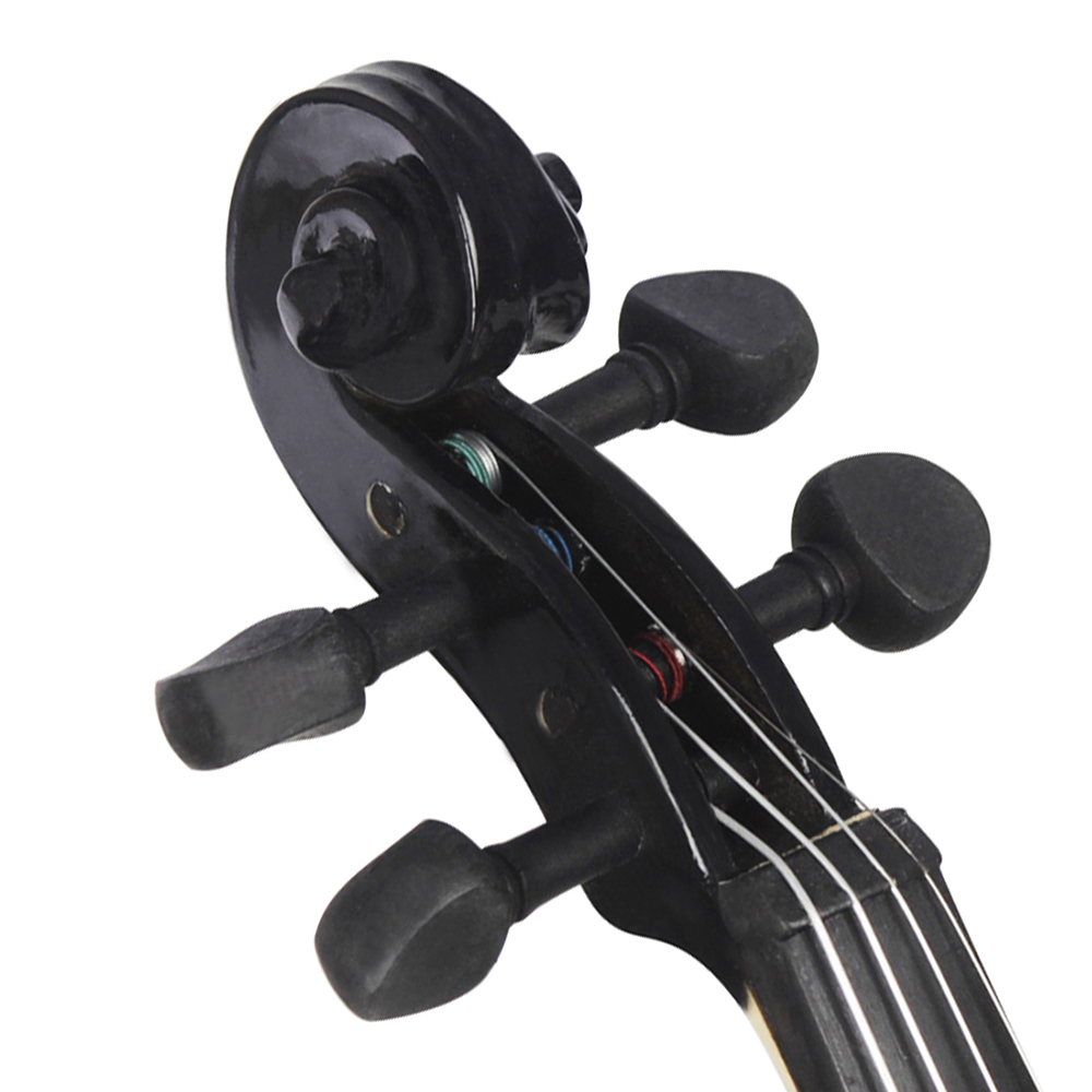 Black 1/8 Violin String Instrument Solid Wood Acoustic Fiddle With Box Musical Instrument Accessories Kids