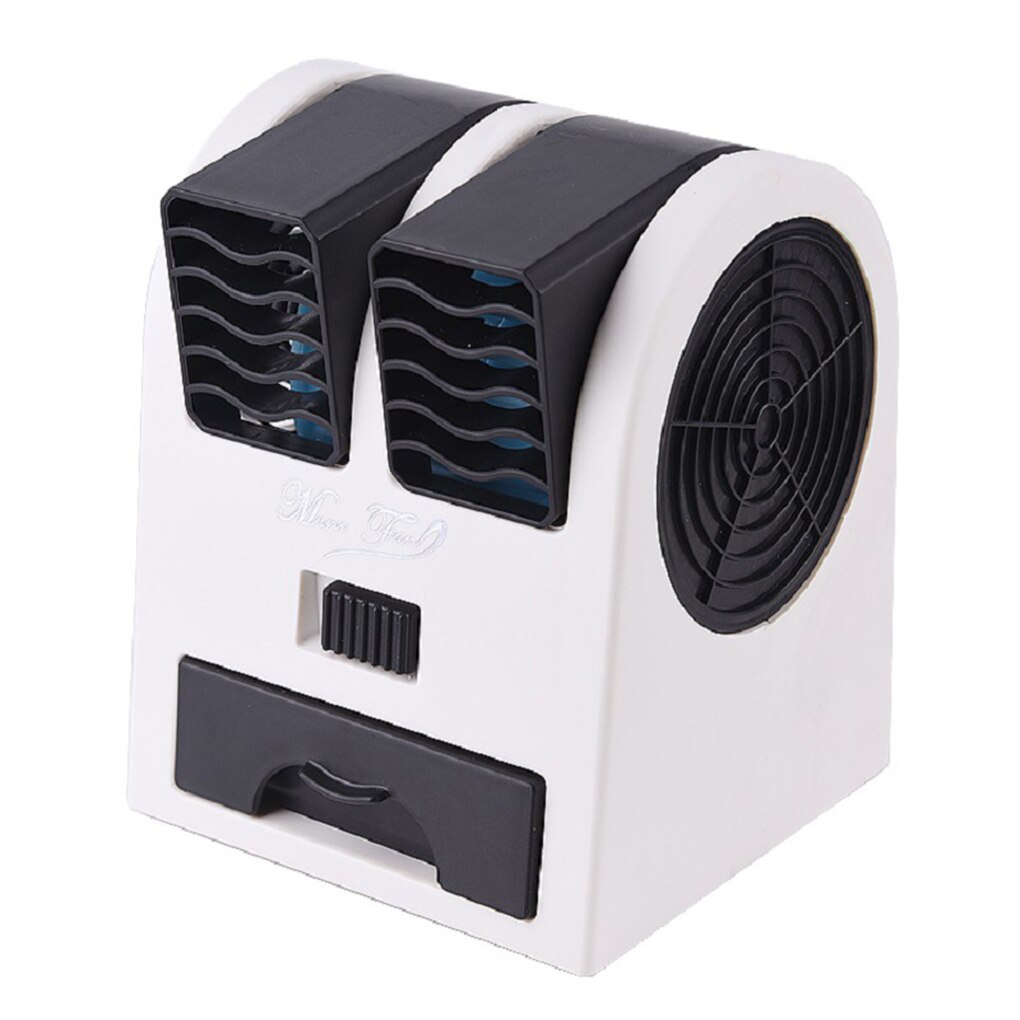 USB Mini Air Conditioner Portable Personal Cooling Fan Double Air Outlet Summer Desktop Air Cooler Fan: black