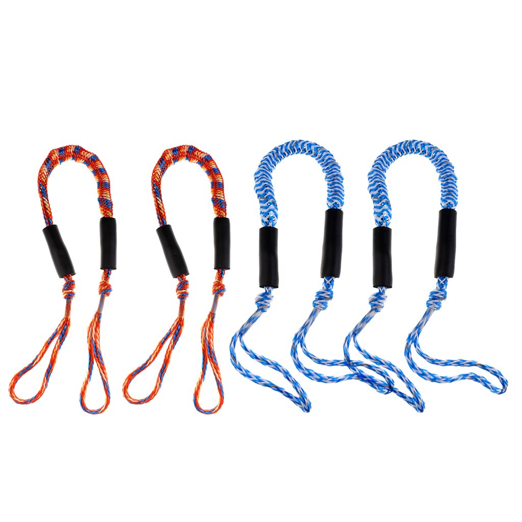 Corde d'affûtage pour bateau de élastique | Ligne de quai tendeur de ligne de quai de 3,5ft pour bateaux, (Orange/bleu + bleu/blanc) de 4 pièces