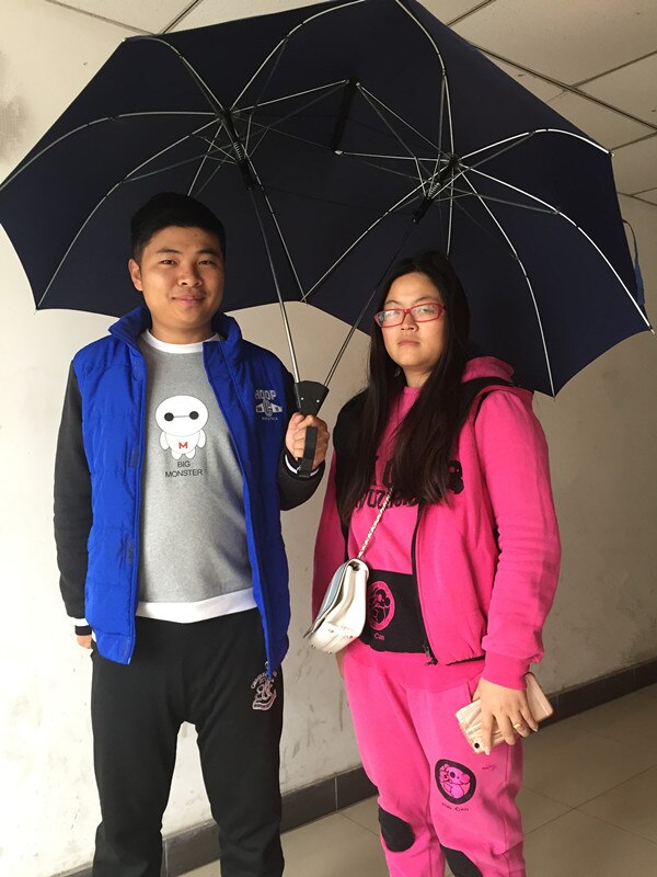 Lange Griff Winddicht Zwei Person Regenschirm Große Paare Regenschirm Zwei Kopf Doppel Größe Regen Schutz für Liebhaber