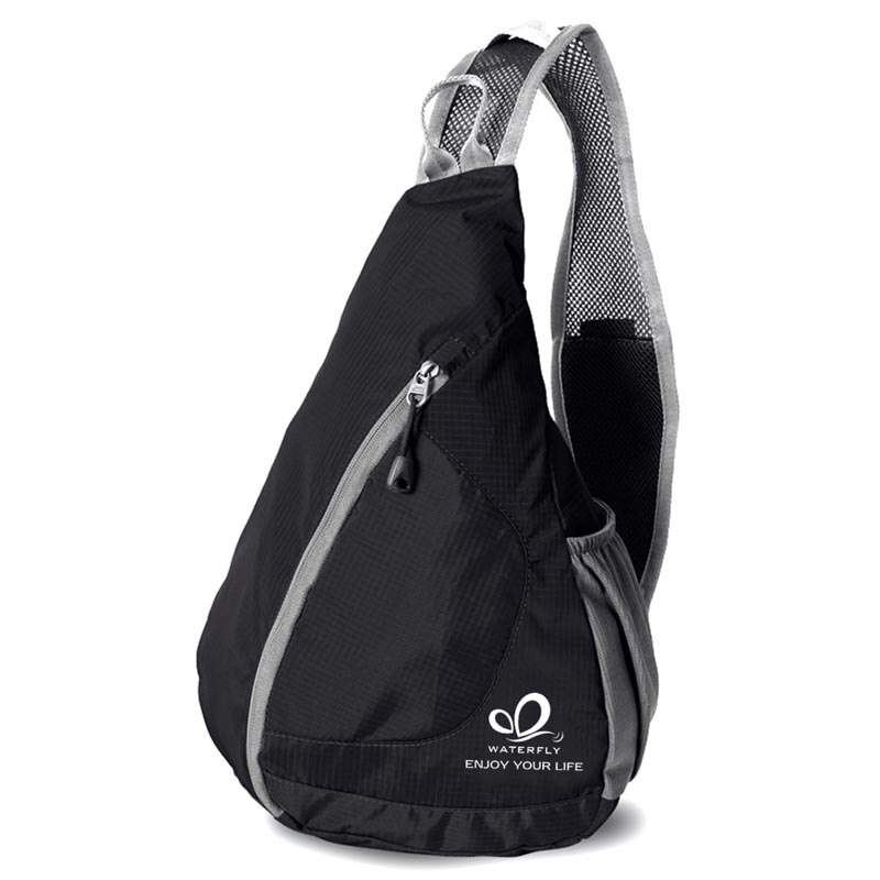 Waterfly outdoor sport fietsen opvouwbare coole dames heren driehoekige messenger bag schoudertas cross voor boodschappentas: Zwarte kleur