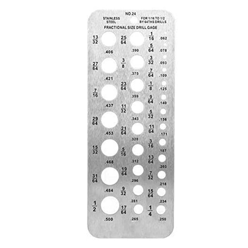 2 IN1 29 Sizes Stainless Steel Drill Gauge Drill Bit Gauge for Measuring Bolt Wire Diameter Screw Thread Size