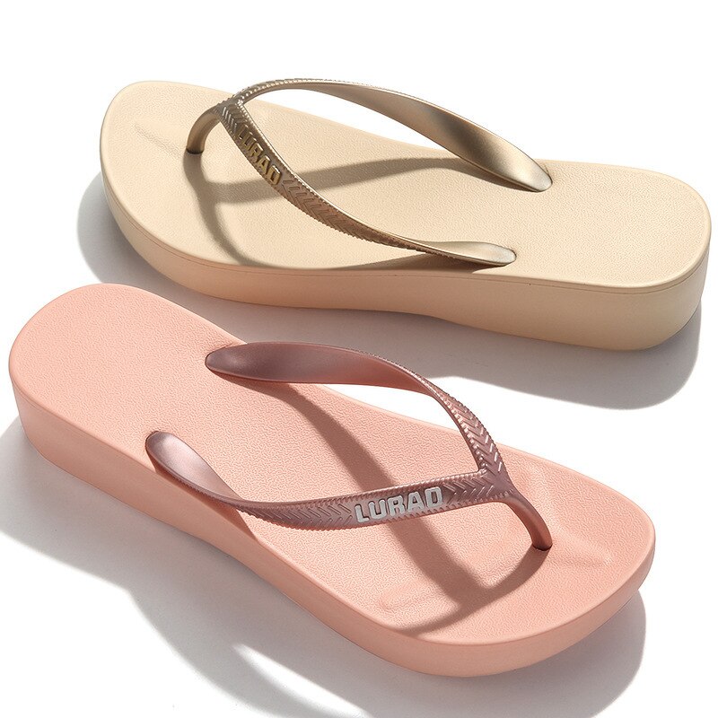 Chanclas simples de tacón Semi-alto para mujer, chanclas de plataforma, chanclas, chanclas de talón inclinado para la playa, zapatos de para hombre