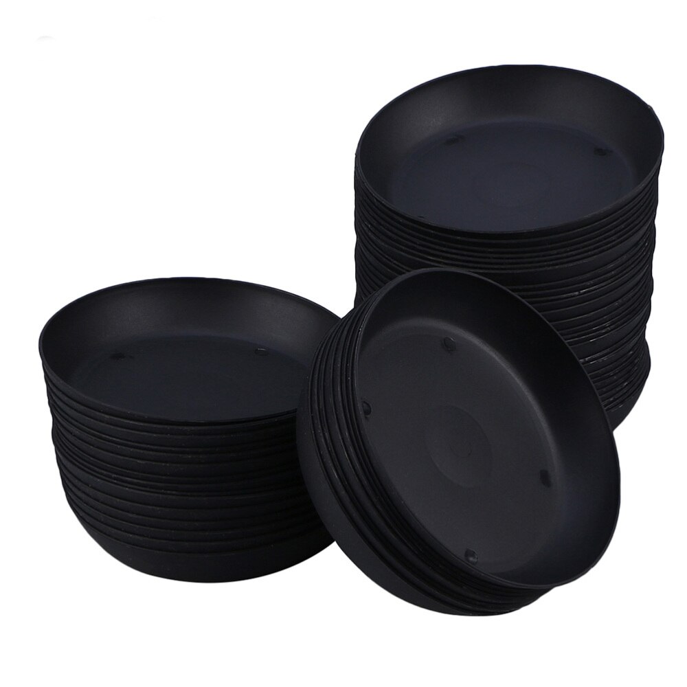 30pcs Gardening Plant Pot Water Trays Indoor Flower Container Saucer (Black)
