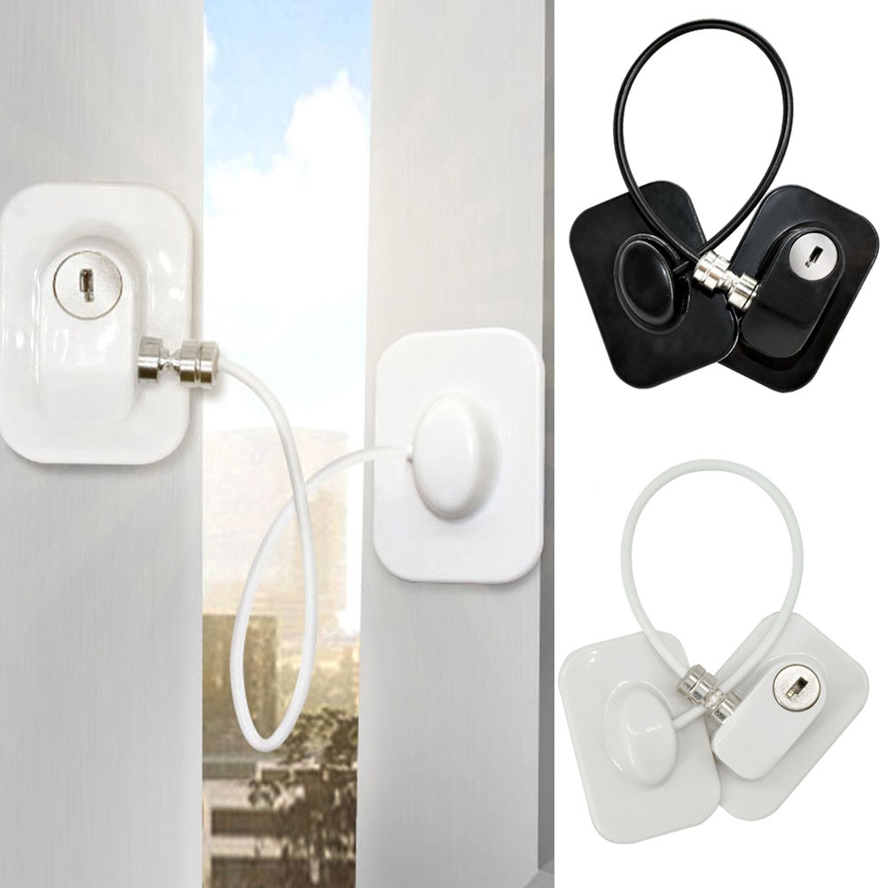 Cabinet 1 Key Refrigerator Door Freezer Window Lock Children Security Baby Safety Non Drilling Home Easy Install Restrictor