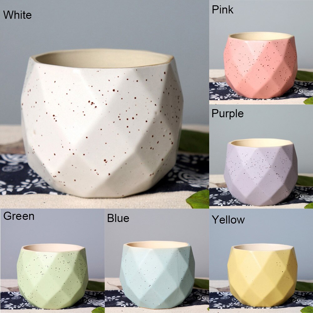 Ceramic Plant Pot Containers Round Plants Succulent Pots Container Bonsai Pots With Drainage Hole 6 Colors Green Blue Yellow