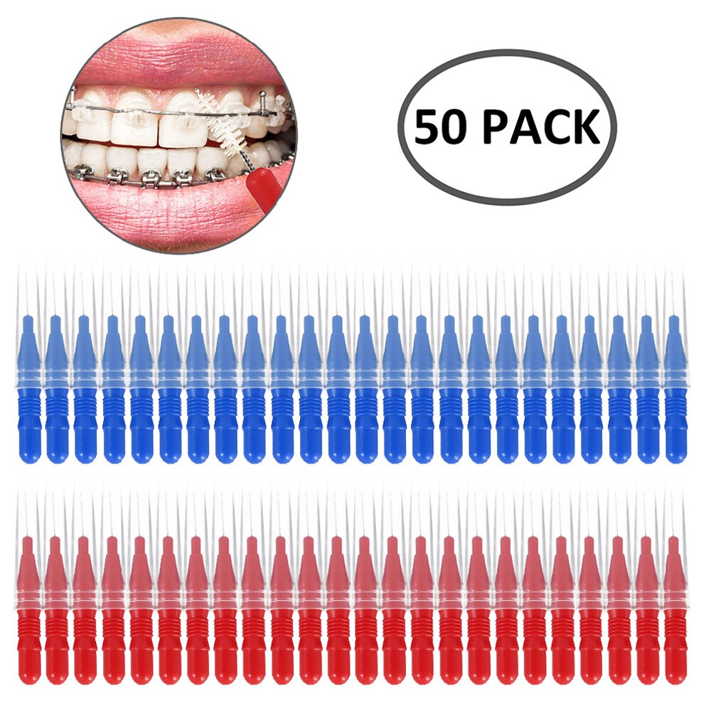 50 pc cepillo Interdental dientes palo cepillo Dental Ortodoncia de Cuidado Oral cepillo dientes Interdental entre los dientes cepillo de Cuidado Oral