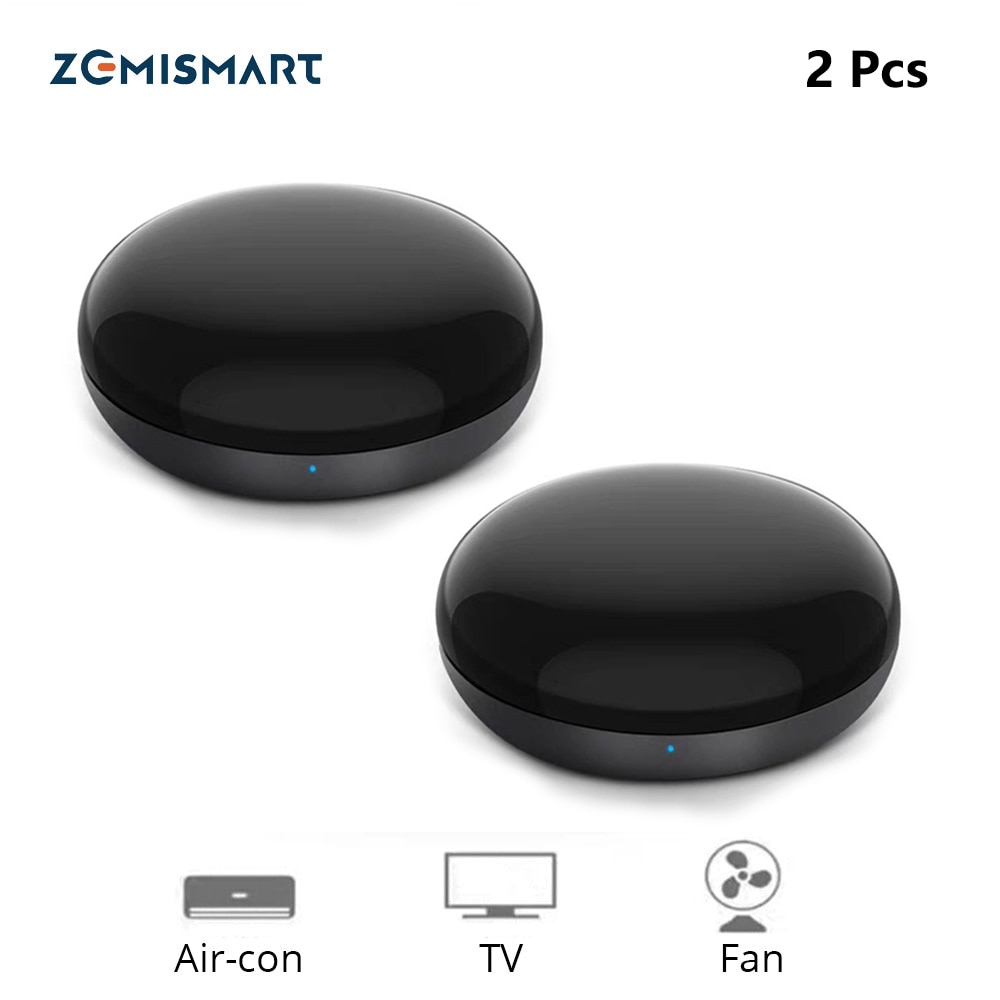 Zemismart 2 stk ir bridge google home alexa ekko kontrol til infrarød aircondition ventilator tv universal fjernbetjening