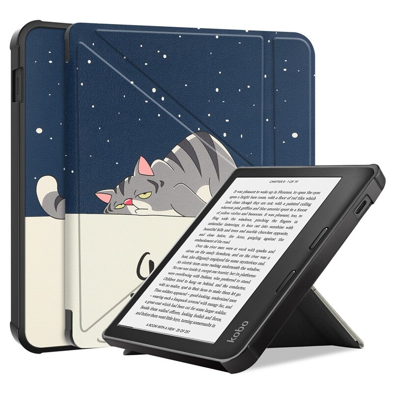 For KOBO Libra 2 Case Cover Fold PU Leather Soft TPU Back Stand Shookproof Cover For Funda Kobo Libra 2 E-reader Smart Case: LM