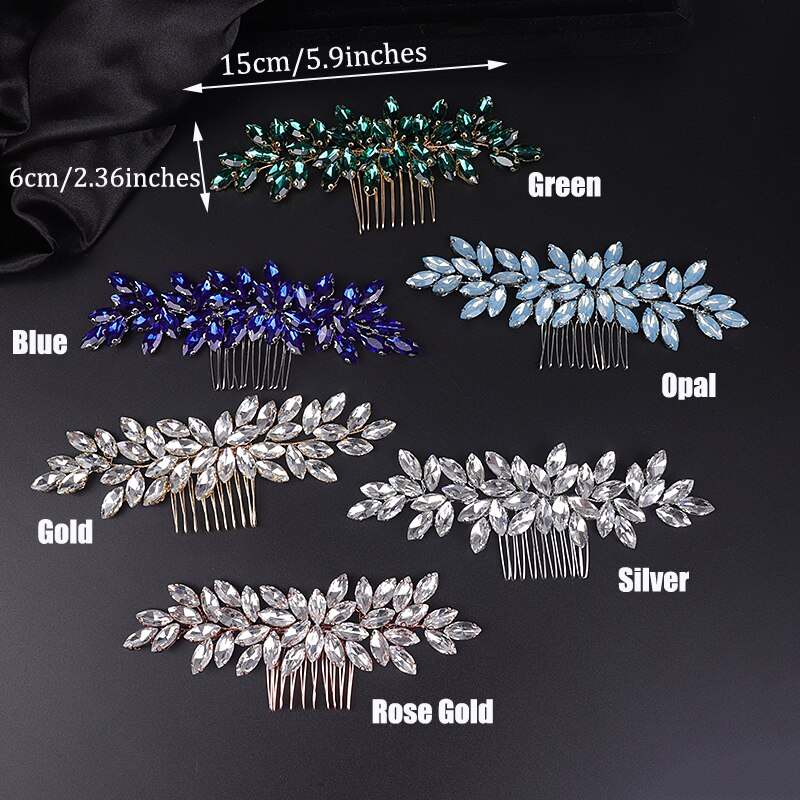 Accesorios para el cabello de boda con diamantes de imitación, tocado de novia de oro plateado, peine para el cabello, tocado para mujer, adornos