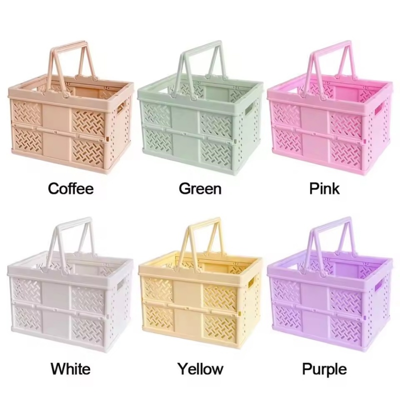 Panier de rangement Pastel pliable, grande boîte de rangement pliable avec poignée pour la cuisine, le salon et l'organisation du bureau, 1 pièce