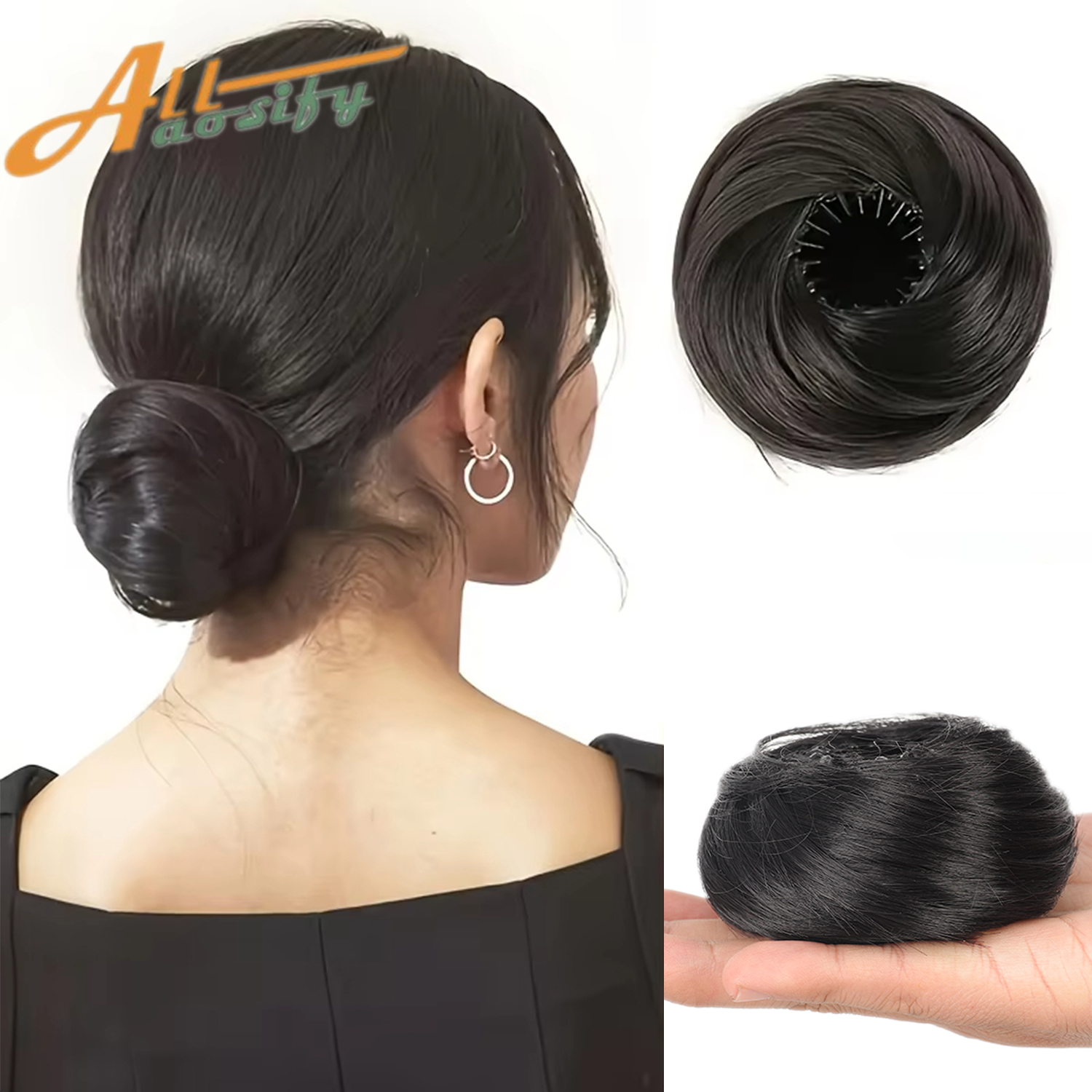Clip sintetica nelle estensioni del panino per capelli disordinati Mini ciambella Updo posticci per donne Ragazze Chignon retrattili a forma di nido d'uccello: # 1