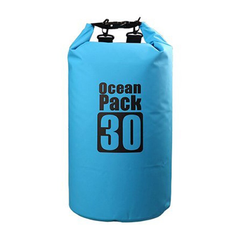Vattentät torr väska utomhus roll top kompressionssäck ocean pack ryggsäck för kajakpaddling strand forsränning båtliv camping fiske simma: Blå 30l