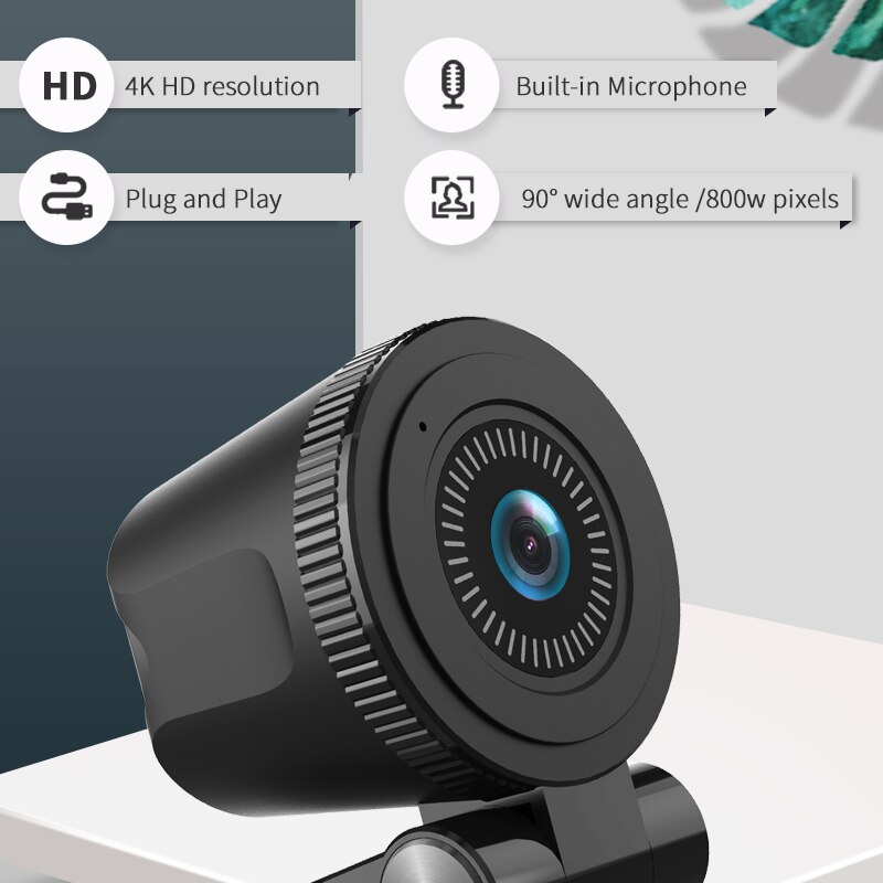 TISHRIC C180 Auto Focus 4K Full HD Webcam Web Cam Web Camera With Microphone For PC Computer Mac Laptop Desktop