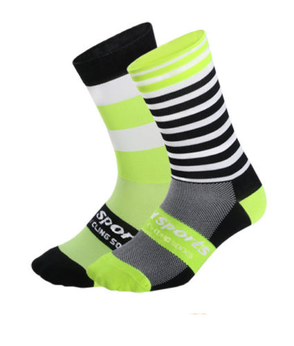 WOSAWE, calcetines de ciclismo para hombre, transpirables, deportivos, para correr, fútbol, baloncesto, calcetines para bicicleta, S L: black yellow / S