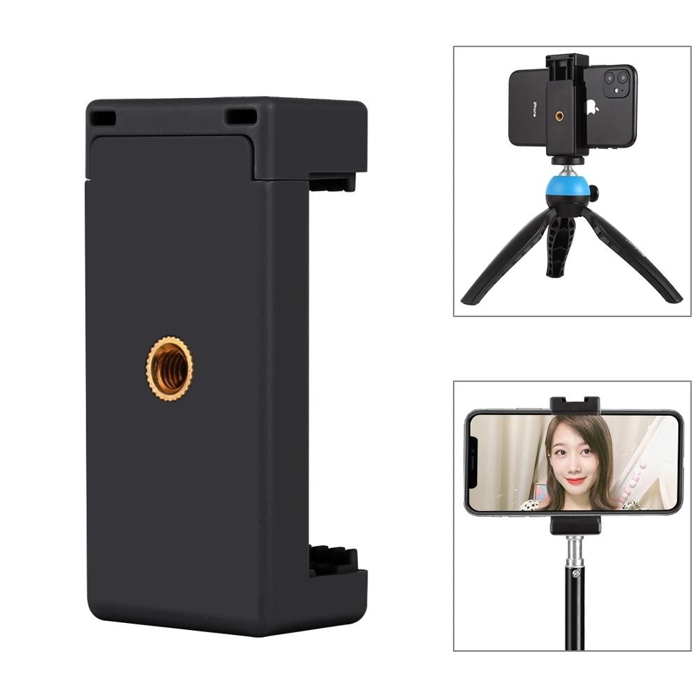 Smartphone Selfie Sticks Tripod Mount Holder Clamp Clip with 1/4 inch Screw Holes Cold Shoe Base for 5.8cm to 8.5cm Mobile Phone