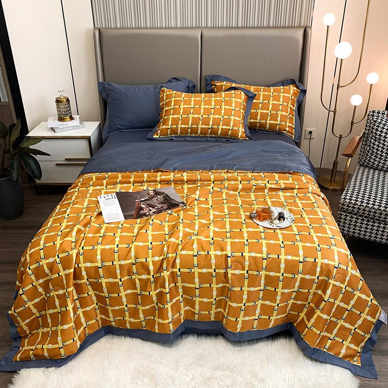 Nordic Stijl Splash Inkt Patroon Zomer Quilts Sprei Volwassenen Airconditioning Gewatteerde Dekbed Luipaard Zijdeachtige Dekbed Alleen: E / 150x200cm (1pc)