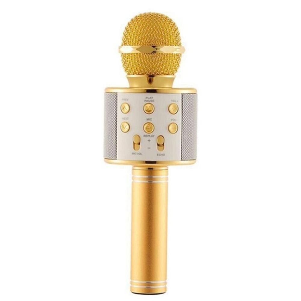 Microfono portatile senza fili Bluetooth KTV microfono Karaoke con altoparlante per IOS telefono Android Computer Karaoke: gold