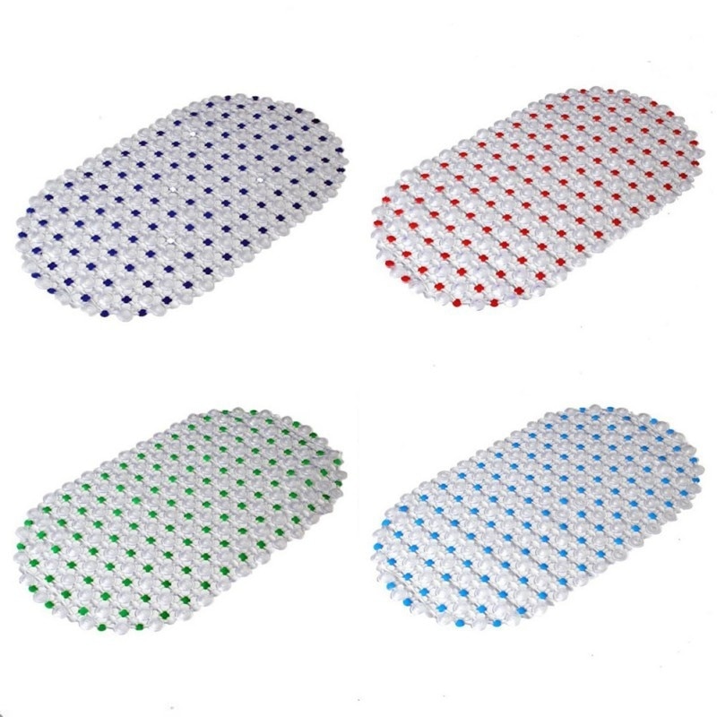 Tub Bath Shower 68x38cm Tub Clear Bubble Mat Safety Anti-slip PVC Floor Mat Rug
