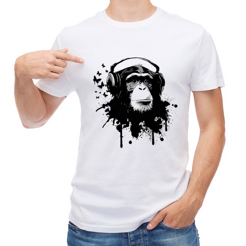 Teehub Hipster Monkey Business Gedrukt Mannen T-shirt Grappige T-shirt Korte Mouw O-hals Tops Cool Tees: S