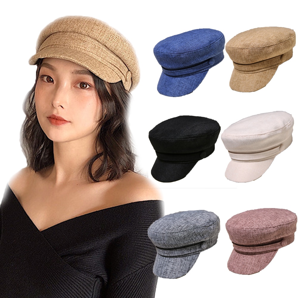 Mode Vrouwen Hoeden Achthoekige Platte Cap Elegante Dames Lente En Herfst Katoen Marine Hoeden Baretten Meisjes Effen Kleur Baret Hoeden