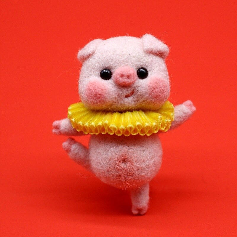 Cute Cartoon Animal DIY Wool Felt Handmade Craft Kit Needle Poked Kitting Unfinished Wool Felting Material: 4