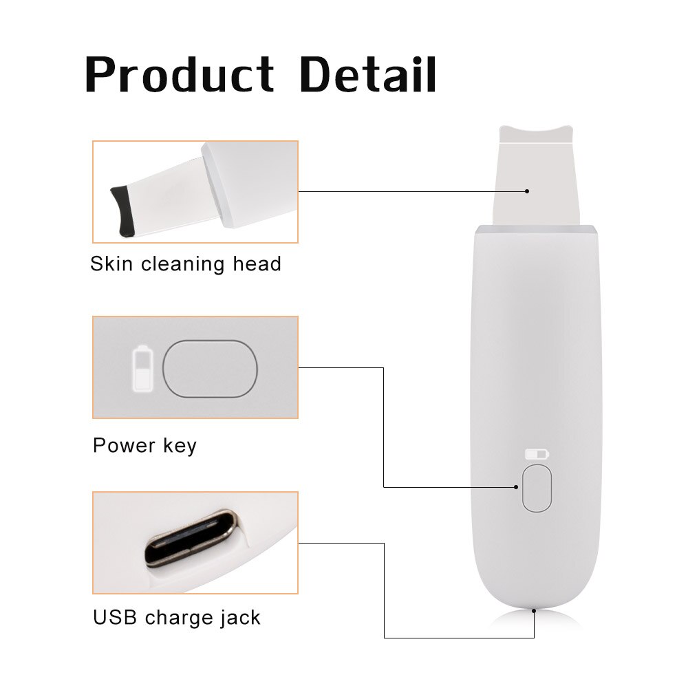 Cavitation Peeling Facial Cleaning Ultrasonic Skin Scrubber Deep Clean Ultrasonic Exfoliating Spa Scraper to Remove Blackheads