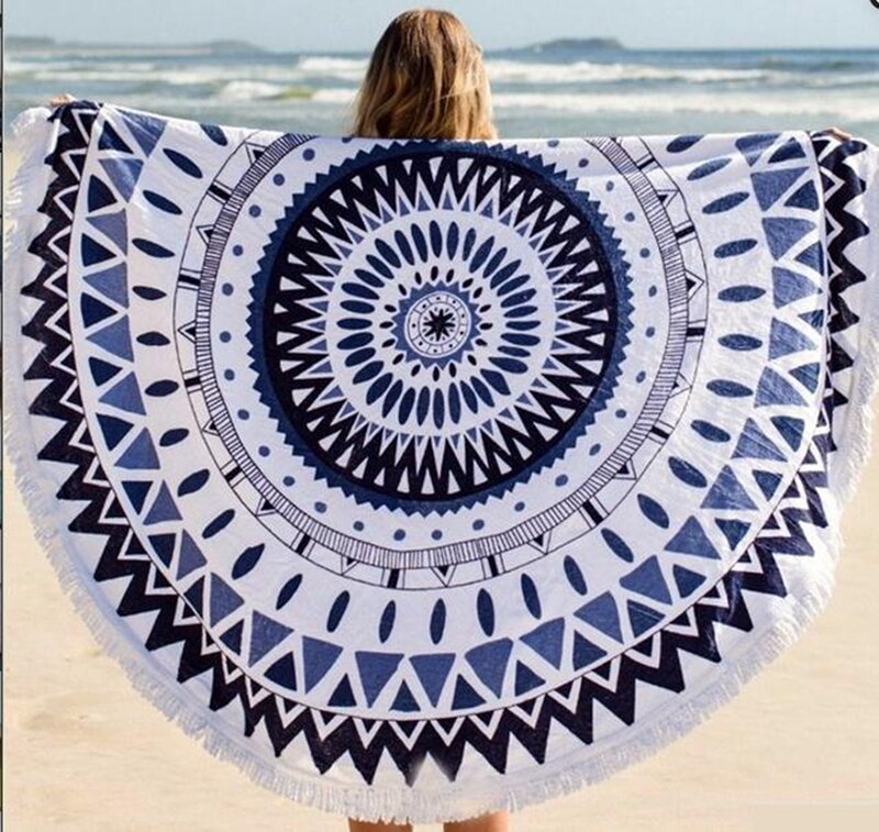 Summer Large Printed Round Beach Towels Tassel Circle Beach Towel Serviette De Plage