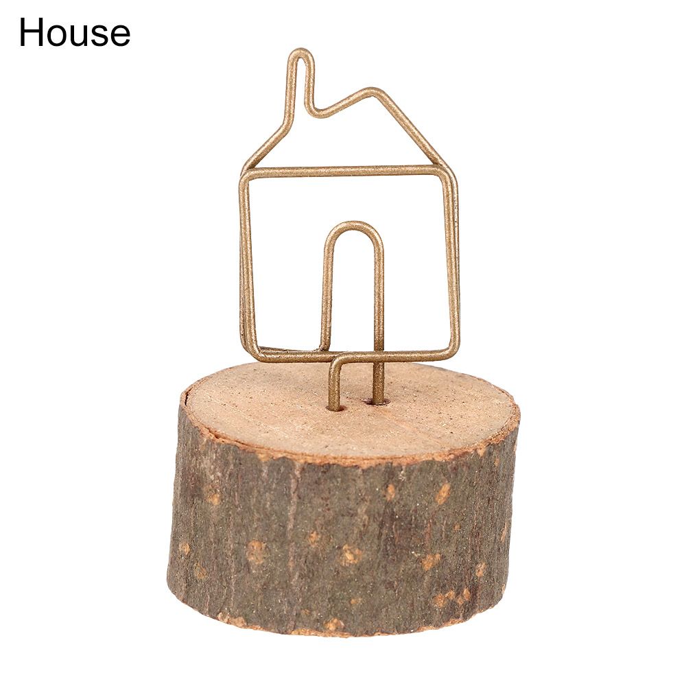 Gold Wooden Table Numbers Holder Paper Clamp Wedding Supplies Photos Clips Picture Frame Place Card Clamps Stand: House