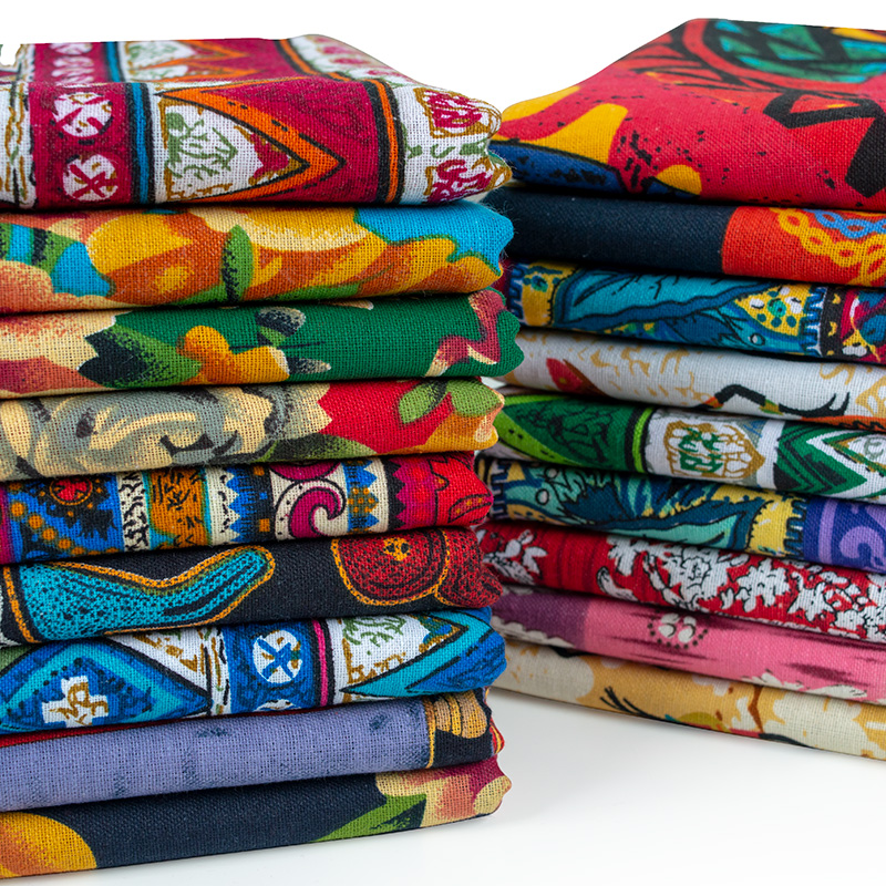 Tissu africain coton lin vintage impression tissu bricolage à la main Textile couture Patchwork pour sacs robe nappe 150*50cm