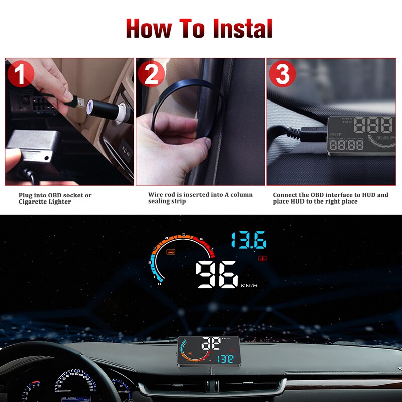 Head-up Display 4 "Universal Car Hub OBD2 / GPS Display Car Projector Car Speed Windshield Navigation OBD Speed Meter Hud D2500