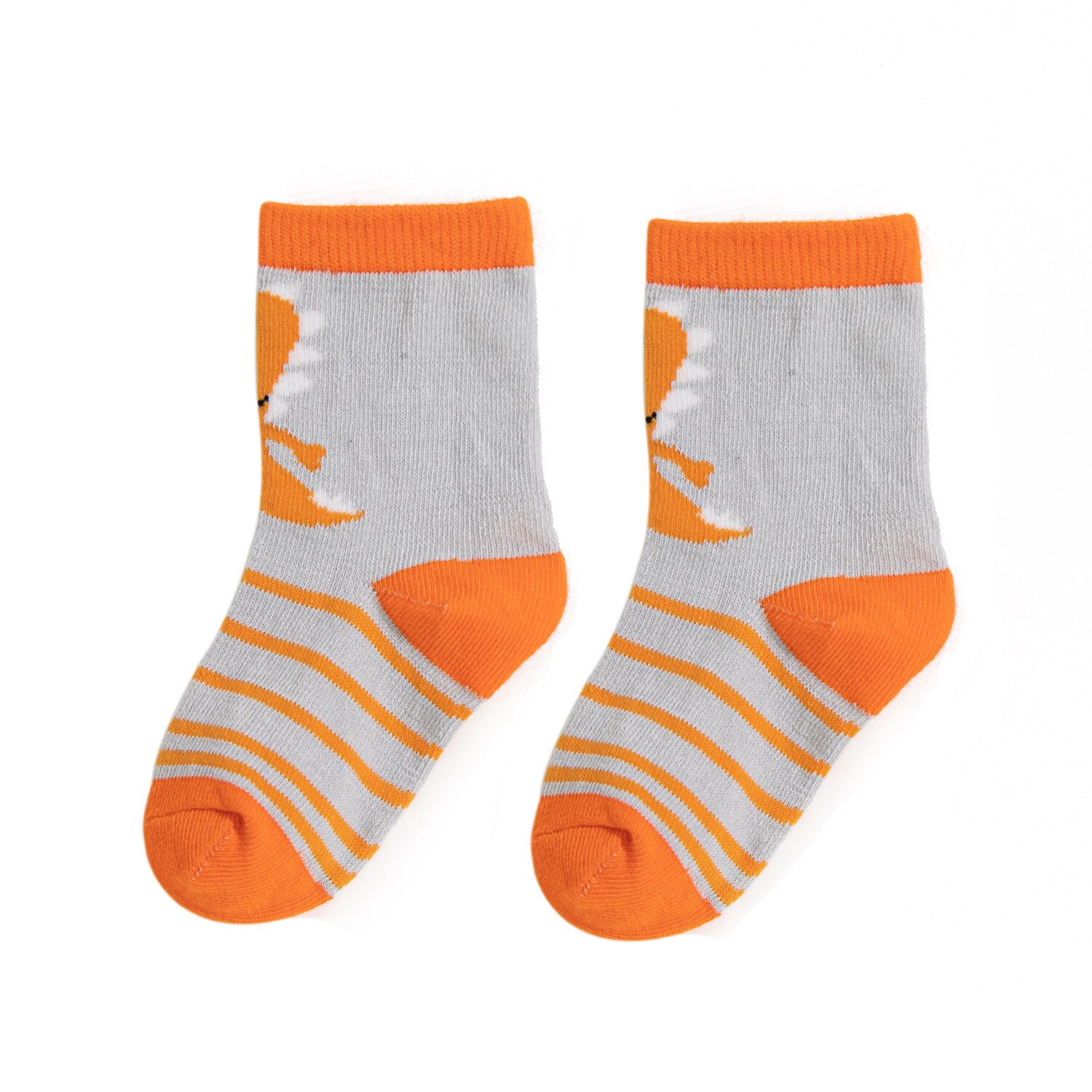 2 Paren/partij Baby Sokken Dinasour Printting Jongens Sokken Katoenen Warme Sokken: G orange gray / age 0-3 years old