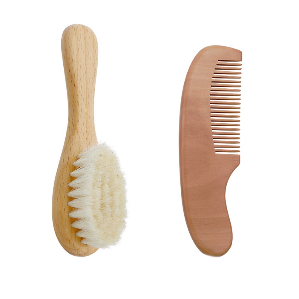 Hair Care Shower Home Easy Clean Faux Wool Cutie Comb Wood Handle Natural Bathroom Grooming Portable Baby Brush Set Soft Newborn