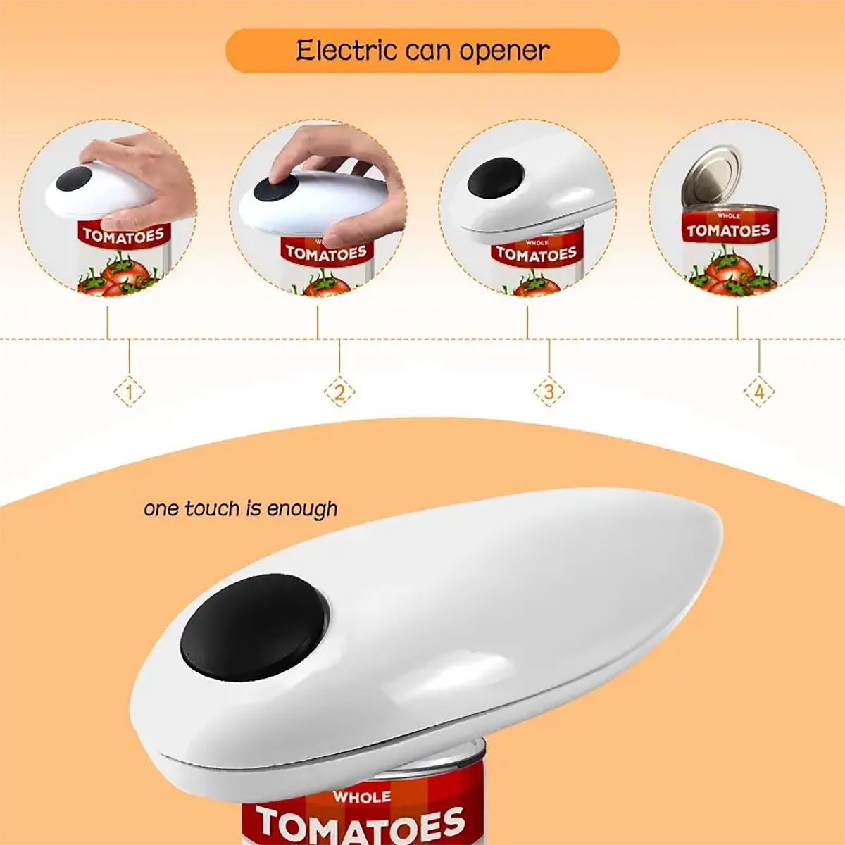 Abrelatas eléctrico, latas y botellas fáciles y fáciles de abrir, abridor de botellas gratuito de 8 caracteres (Auto proporcionar 2 pilas AA