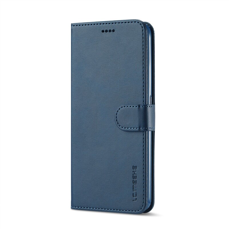 Voor Realme C3 Case Lederen Vintage Telefoon Case Op Realme C3 Case Flip 360 Magnetische Wallet Case Voor Realme C3 cover Hoesjes Fundas: Blauw