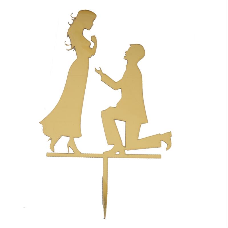 Wedding Cake Topper Acrylic Cupcake Topper Bride Groom Mr Mrs Wedding Decorations Mariage Anniversary Party Cake Top Flag Decor: picture show 06