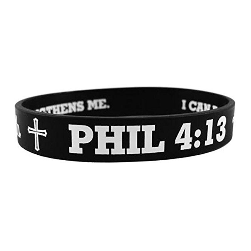 Philippiens 4:13 boucliers de force Bible Bracelet en caoutchouc de Silicone Bracelet Bracelet de Fitness
