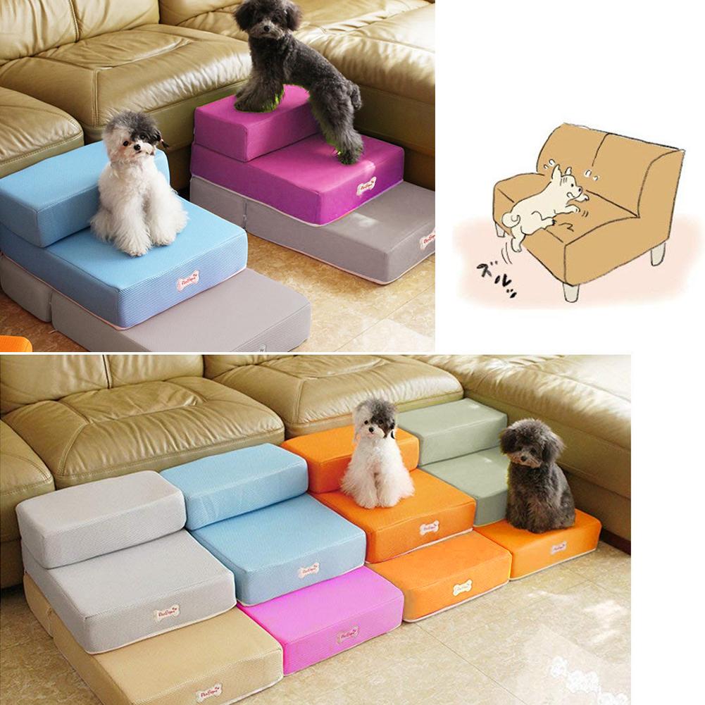 Pet Stairs Breathable Mesh Foldable Pet Stairs Detachable Pet Bed Dog Ramp 2 Steps Ladder For Small Dogs Puppy Cat