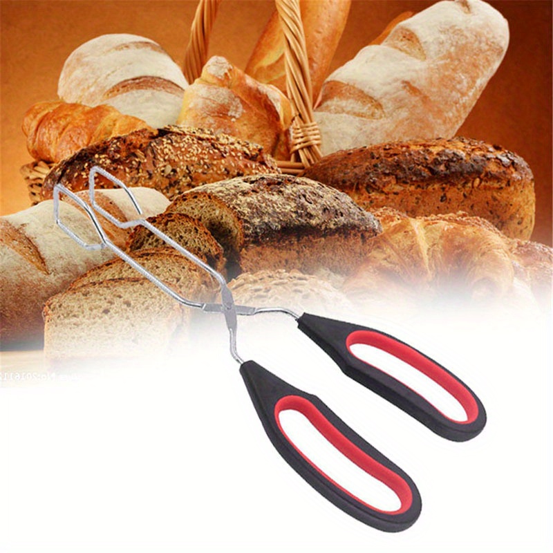 3 Größen Grill-Scherenzange, rutschfest, für gegrillte Lebensmittel, Brotzange, Metall, Grill-Backclip mit langem Griff, Küchen- und Kochzubehör