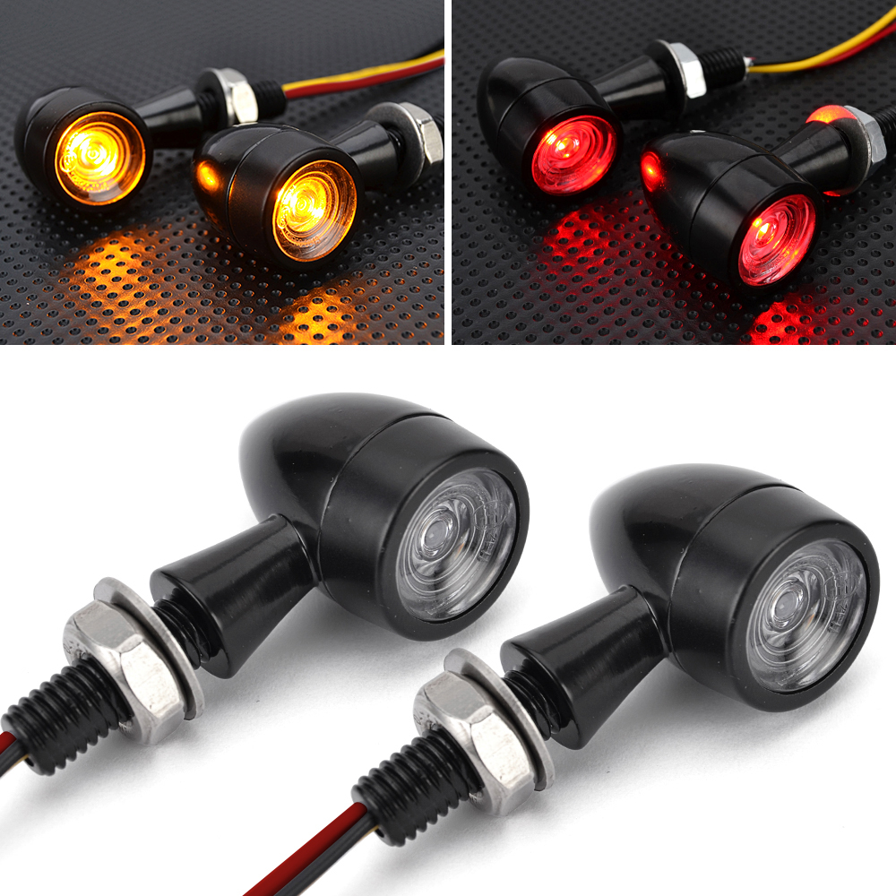 Luces traseras de señal de giro para motocicleta, luz LED de freno, luz trasera, indicador intermitente para ATV UTV Dirt Pit Bike, accesorios: Plata