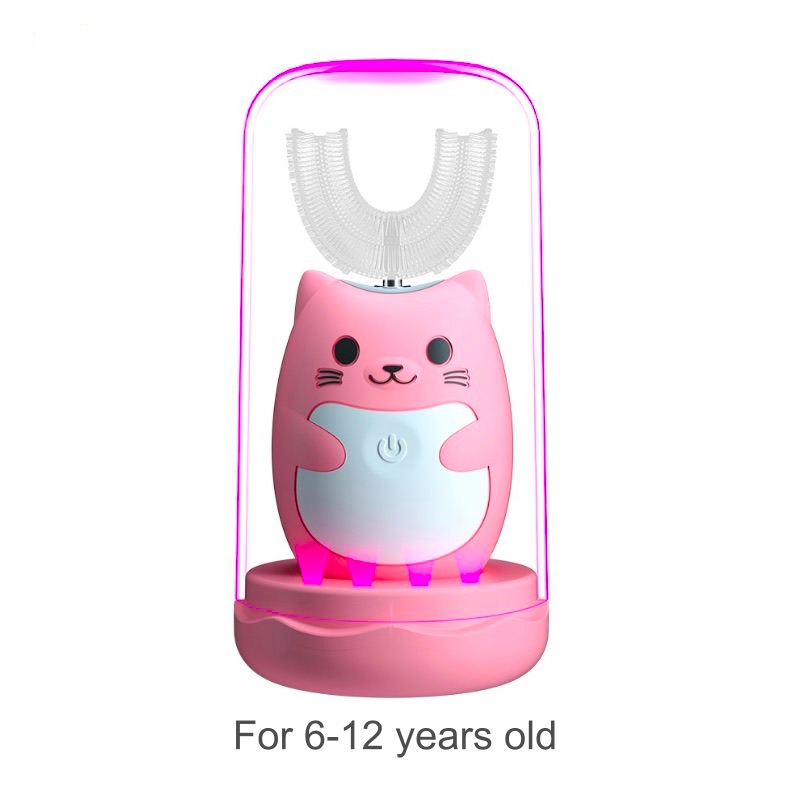 Mamon Kids Kinderen Elektrische Tandenborstel Voor Meisje En Jongen Waterdichte Timer Oplaadbare Met Uv Steriliseren: Pink 2